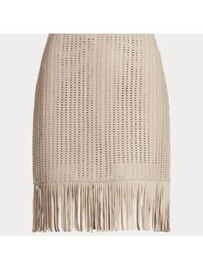 RALPH LAUREN fringe woven lamb leather mini skirt. NWT Size 16